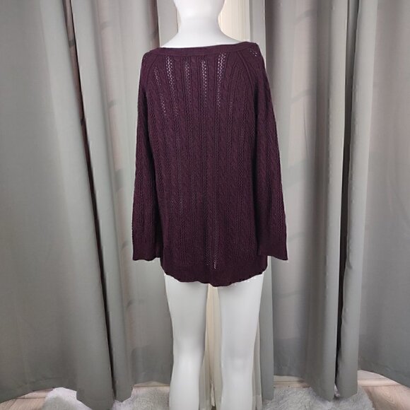 American Eagle Dark Purple Cotton Blend Knit Pullover Sweater Size SP - Picture 3 of 10